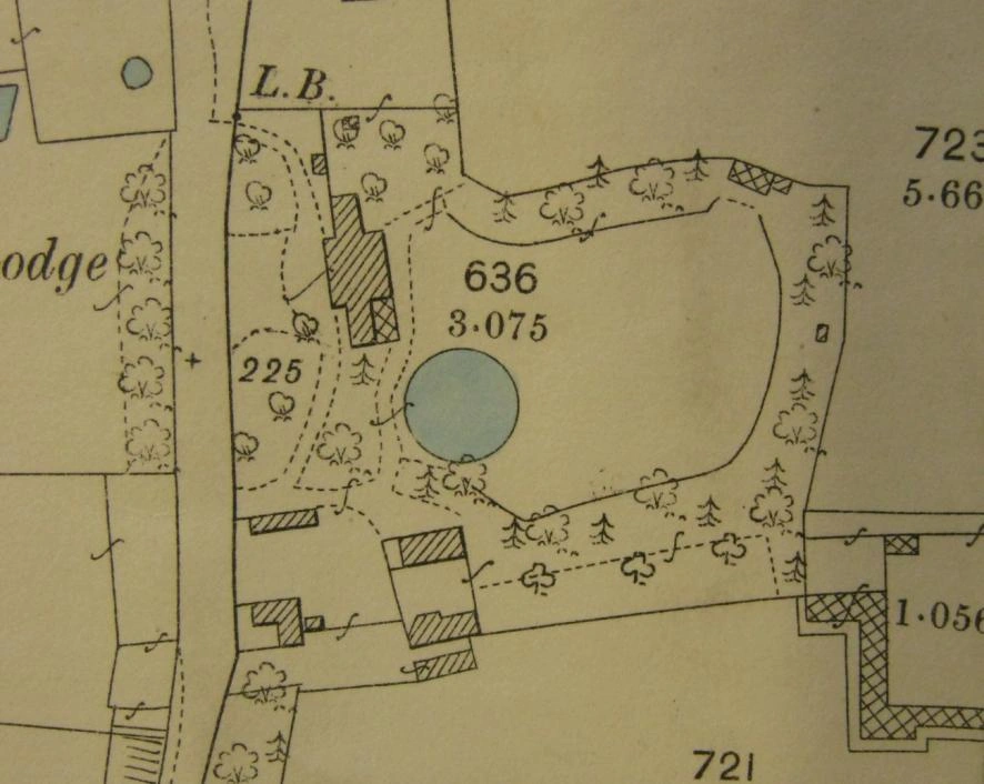 1892 Ordnance Survey map showing glasshouses and nursery additions to the estate